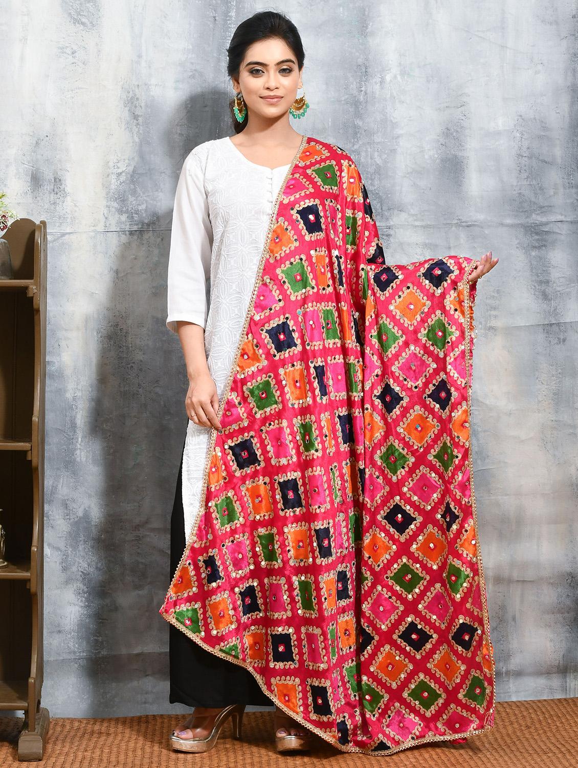women phulkari casual wear dupatta 