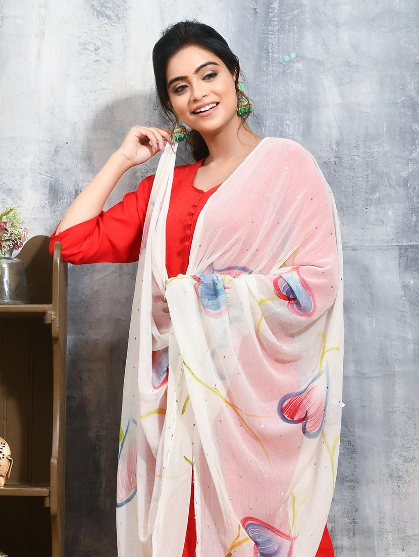 women white printed embellished dupatta - 21965853 - Standard Image - 4