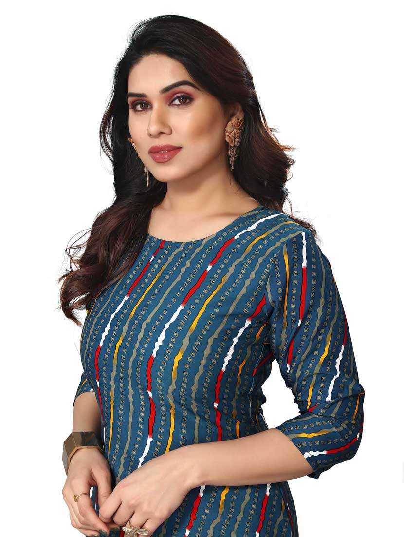 women printed three quarter sleeve straight kurta - 21965882 -  Standard Image - 4