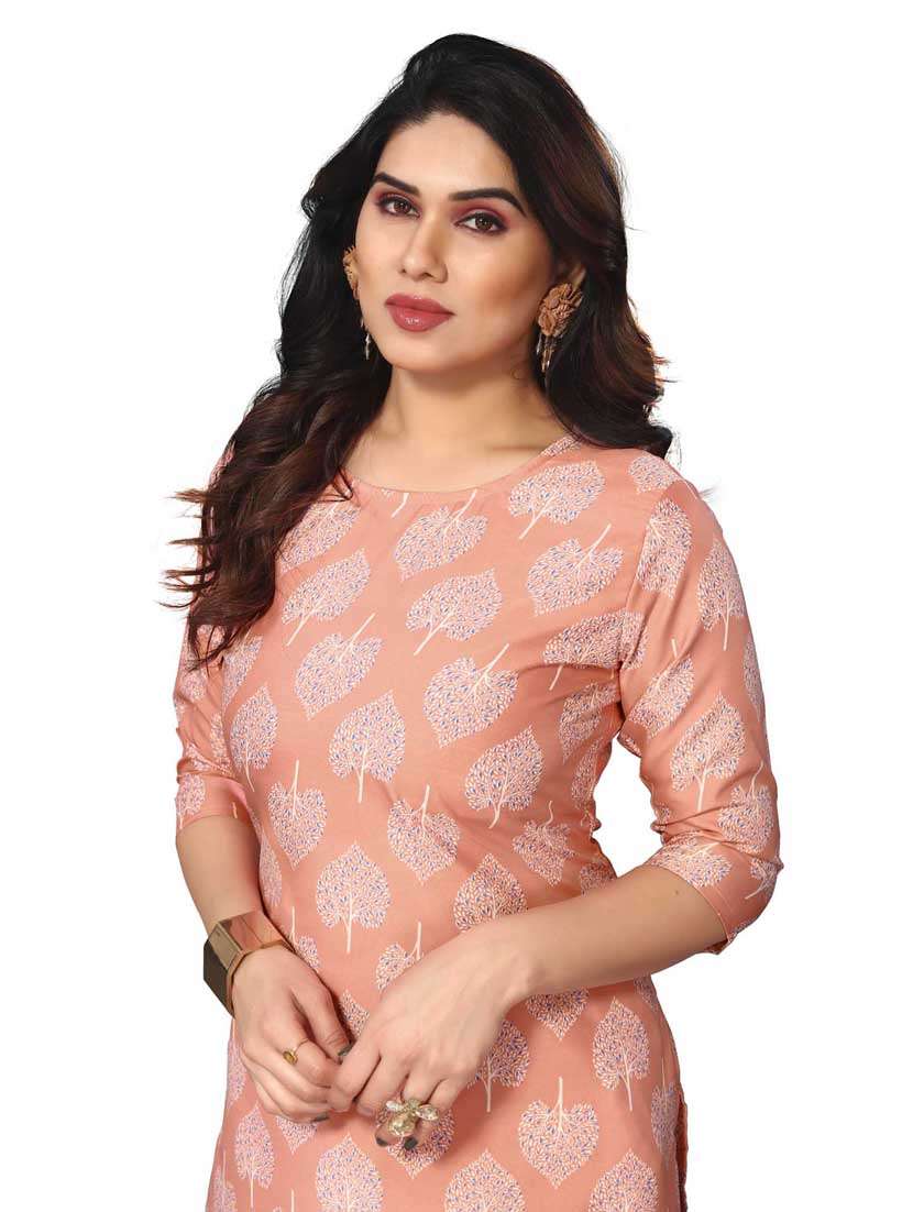 women printed three quarter sleeve straight kurta - 21965883 -  Standard Image - 4