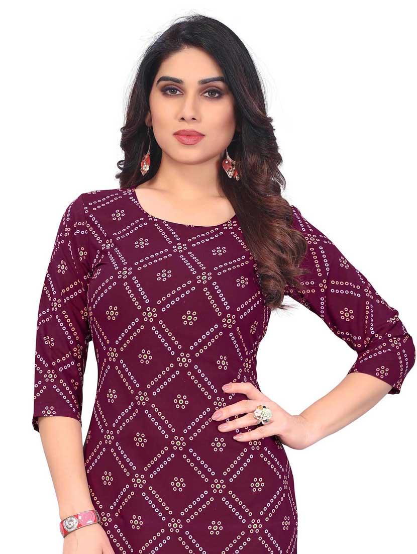 women printed three quarter sleeve straight kurta - 21965896 - Standard Image - 4