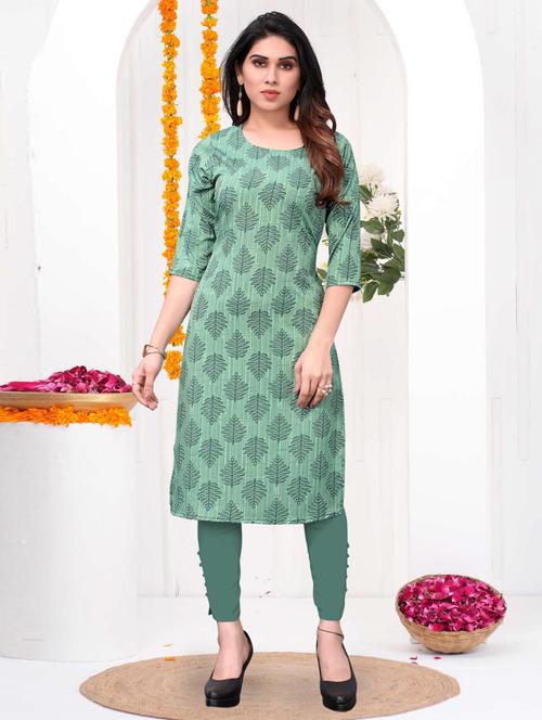 women printed three quarter sleeve straight kurta - 21965910 - Standard Image - 0
