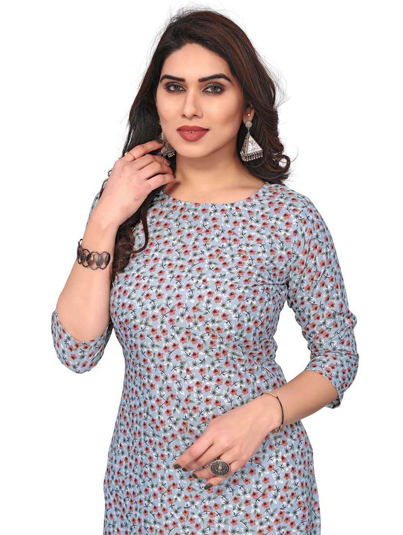 women printed three quarter sleeve straight kurta - 21965918 -  Standard Image - 4