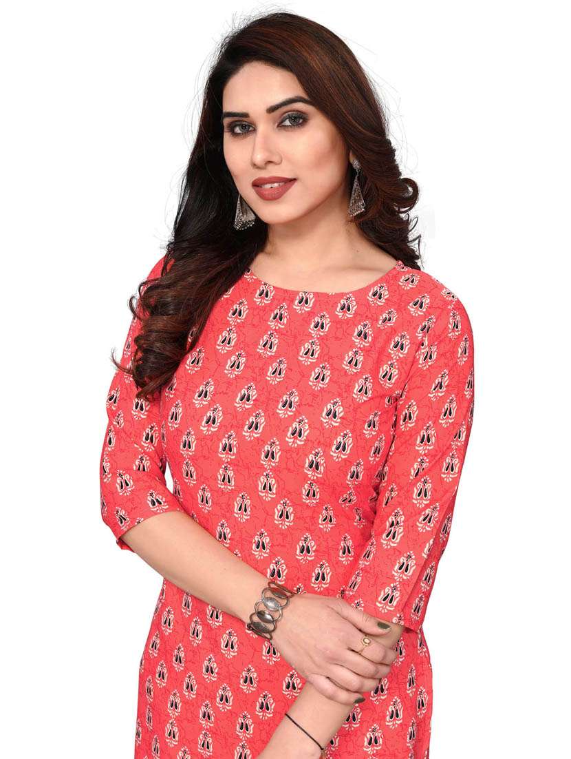 women printed three quarter sleeve straight kurta - 21965924 -  Standard Image - 4