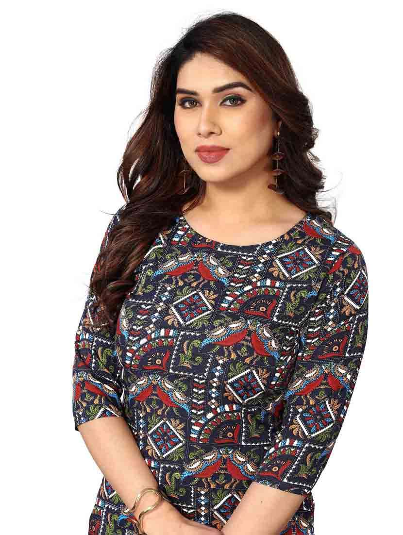 women printed three quarter sleeve straight kurta - 21965935 -  Standard Image - 4