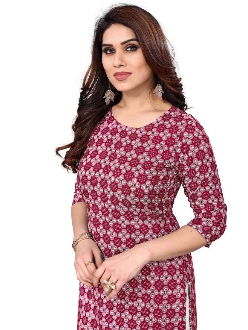 women printed three quarter sleeve straight kurta - 21965937 -  Standard Image - 4