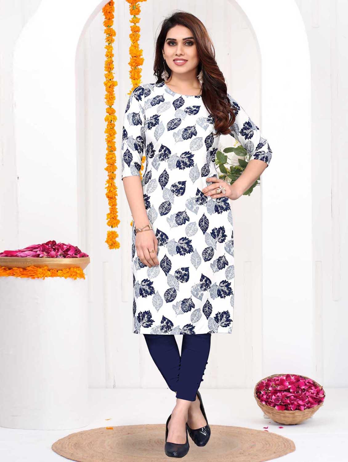women printed three quarter sleeve straight kurta - 21965938 -  Zoom Image - 0
