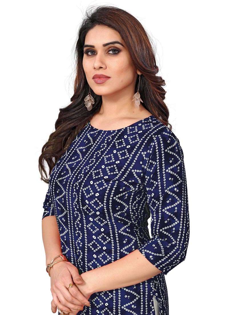 women printed three quarter sleeve straight kurta - 21965941 -  Standard Image - 4