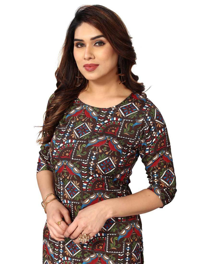 women printed three quarter sleeve straight kurta - 21965955 - Standard Image - 4