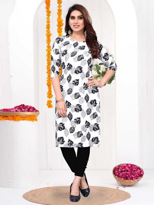 women printed three quarter sleeve straight kurta - 21965958 - Standard Image - 0