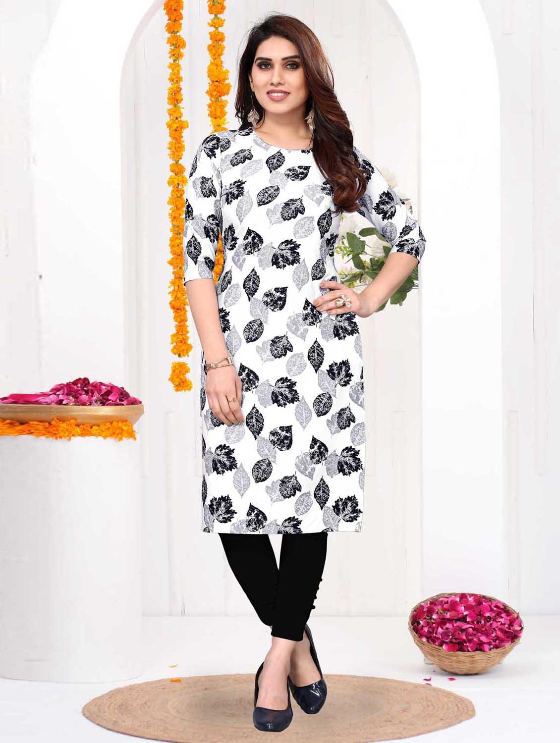 women printed three quarter sleeve straight kurta - 21965958 - Zoom Image - 0