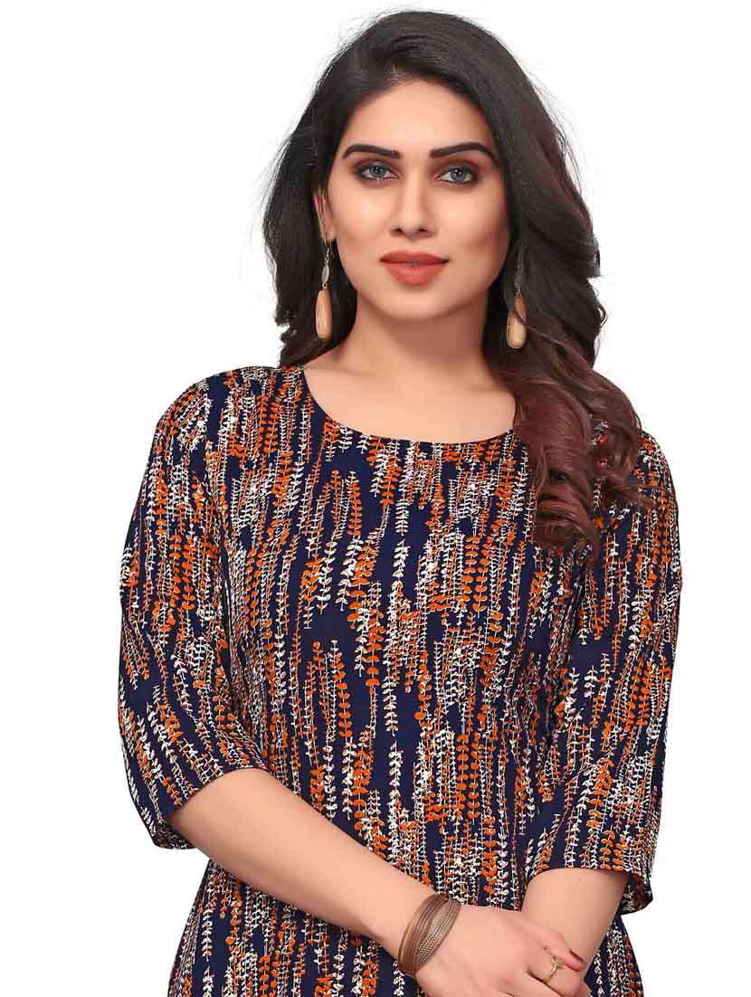 women printed three quarter sleeve straight kurta - 21965976 -  Standard Image - 4