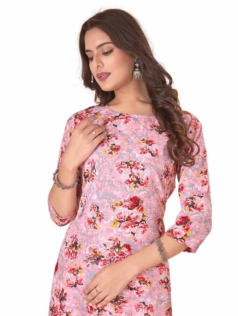 women printed three quarter sleeve straight kurta - 21965980 - Standard Image - 4