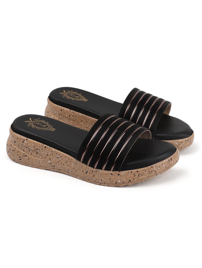 women black slip on platform wedge - 21966043 -  Standard Image - 1