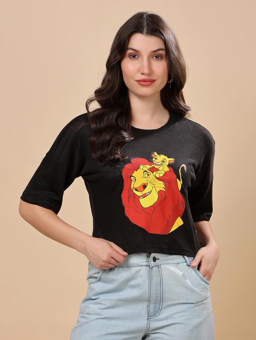 women printed short sleeve crop t-shirt - 21966090 -  Standard Image - 0