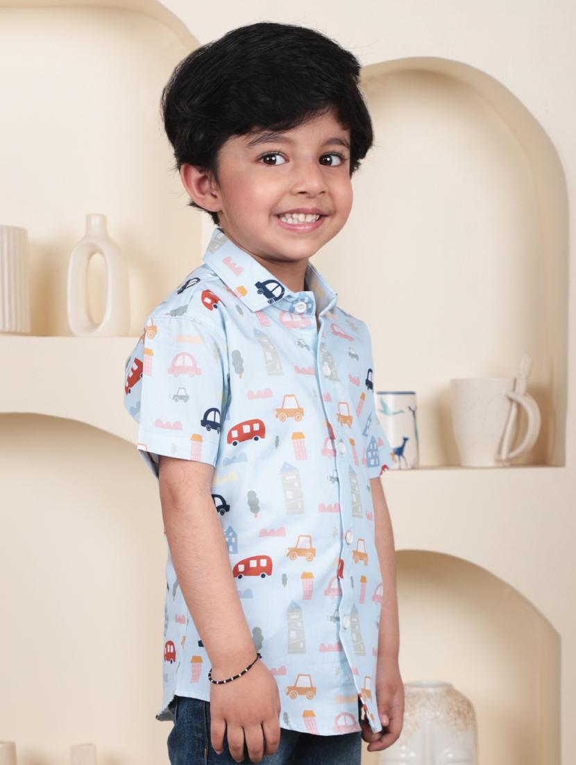 boys printed collared short sleeve shirt - 21966096 -  Standard Image - 1