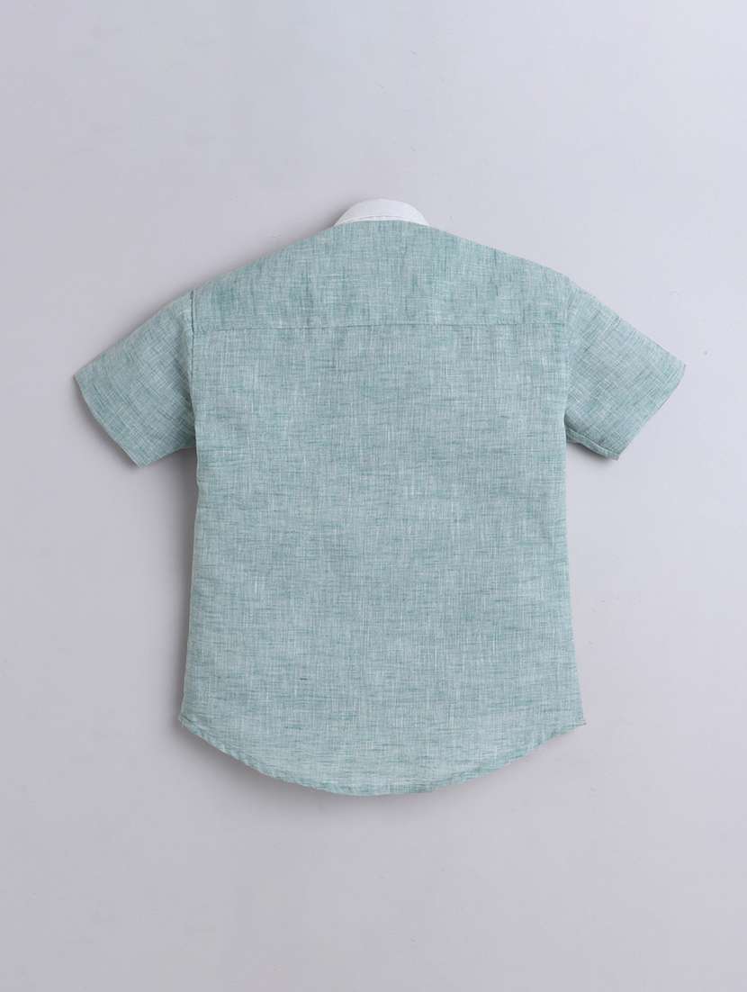 boys solid collared short sleeve shirt - 21966099 - Standard Image - 1