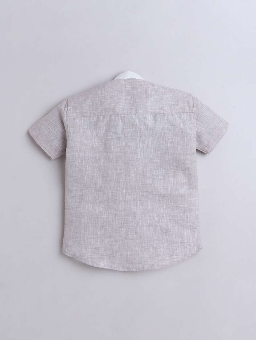boys solid collared short sleeve shirt - 21966100 - Standard Image - 1