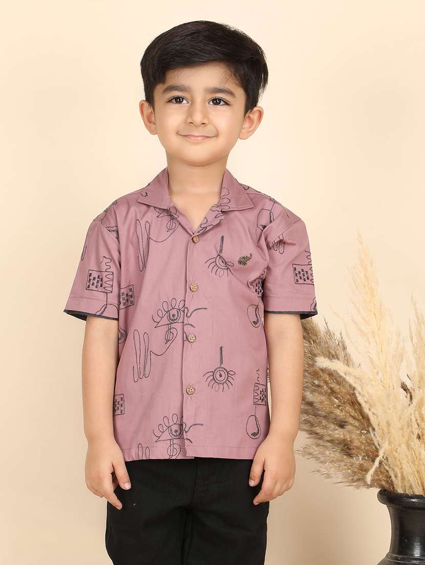 boys printed collared short sleeve shirt - 21966102 - Standard Image - 1