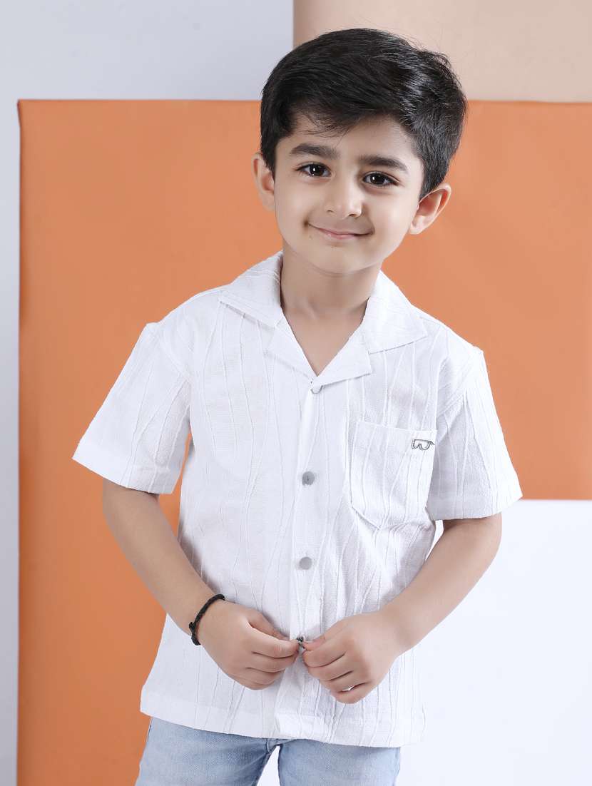white cotton textured fabric shirt collar shirt
