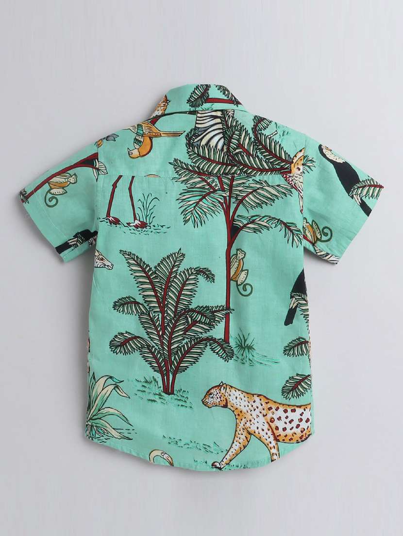 boys printed collared short sleeve shirt - 21966107 - Standard Image - 1