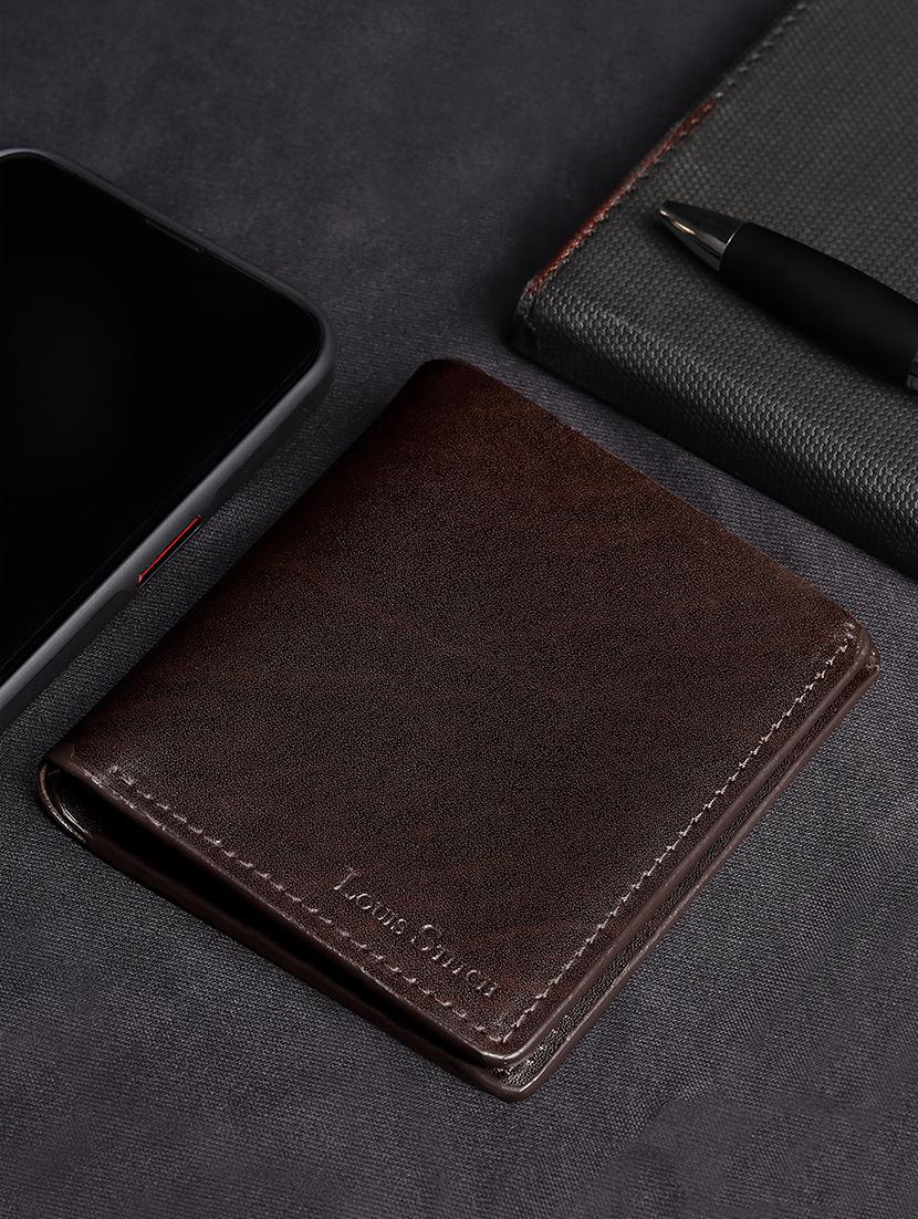 men's brown genuine leather formal wallet - 21966111 -  Standard Image - 1