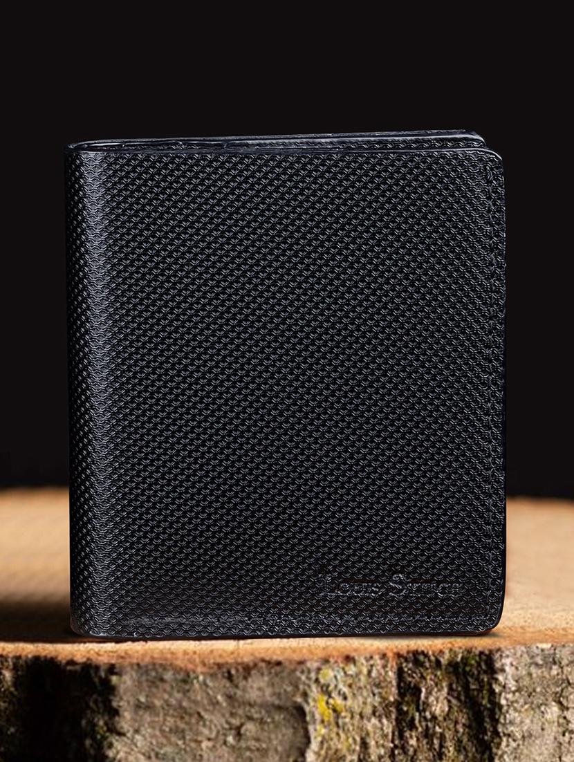 men's black textured leather bifold wallet - 21966113 - Standard Image - 1