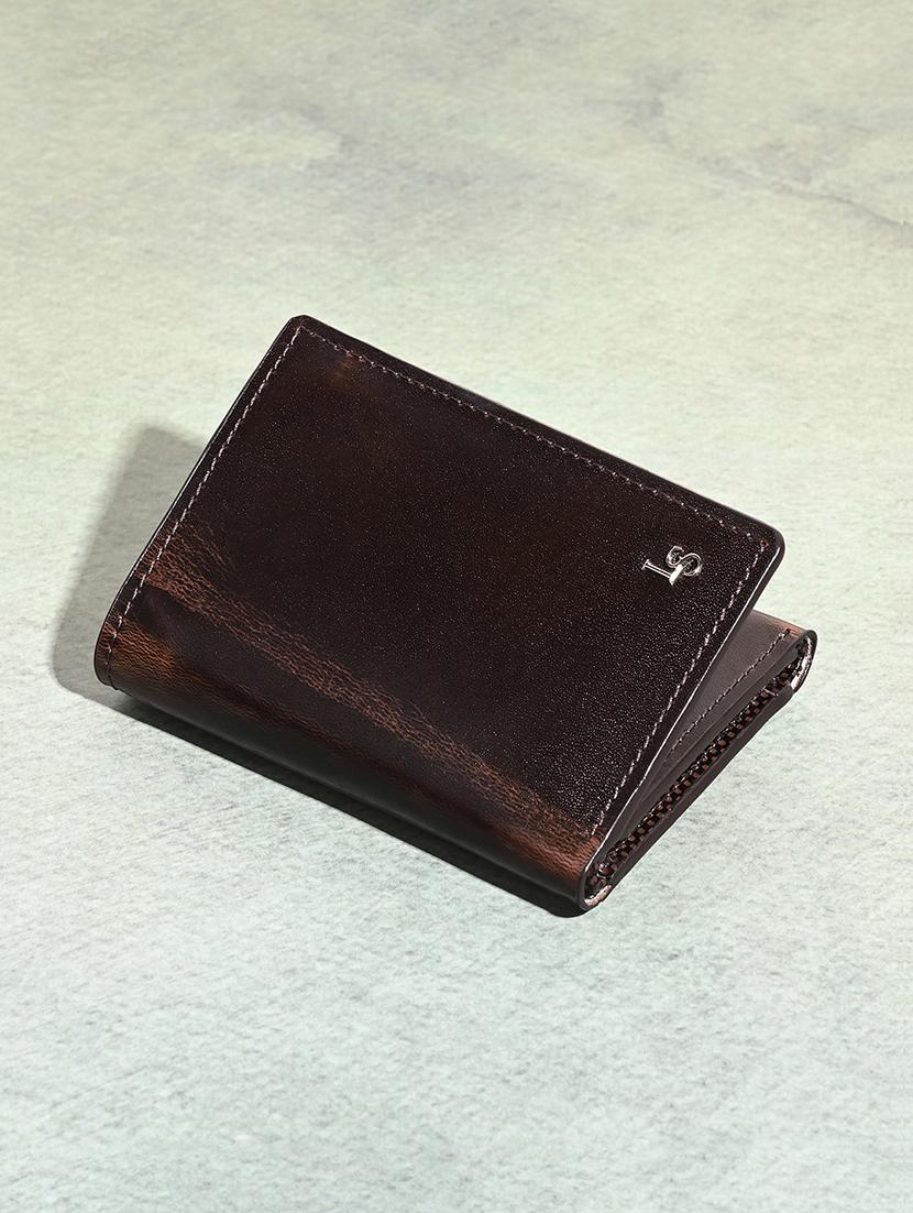 men brown solid leather wallet - 21966118 - Standard Image - 1