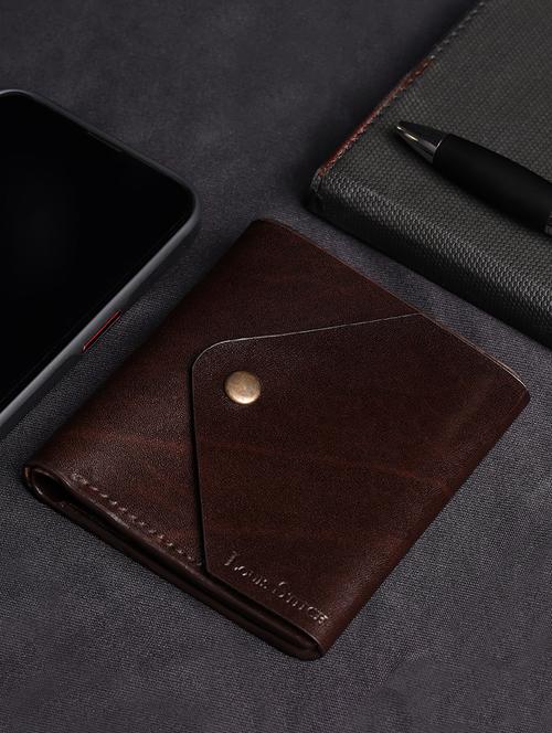 men brown solid leather wallet - 21966119 -  Standard Image - 0