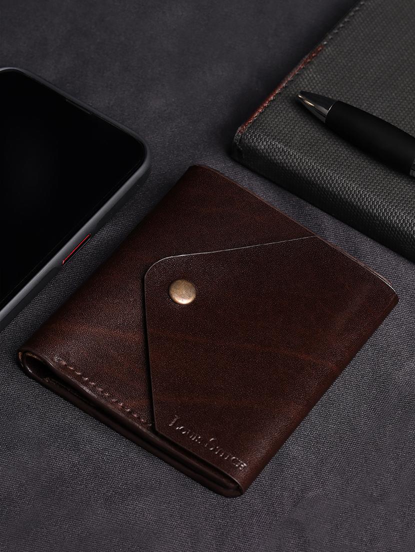men brown solid leather wallet - 21966119 -  Zoom Image - 0