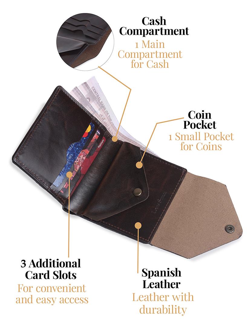 men brown solid leather wallet - 21966119 - Standard Image - 4