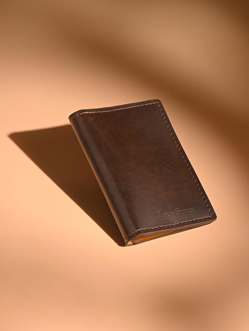 men brown solid leather wallet