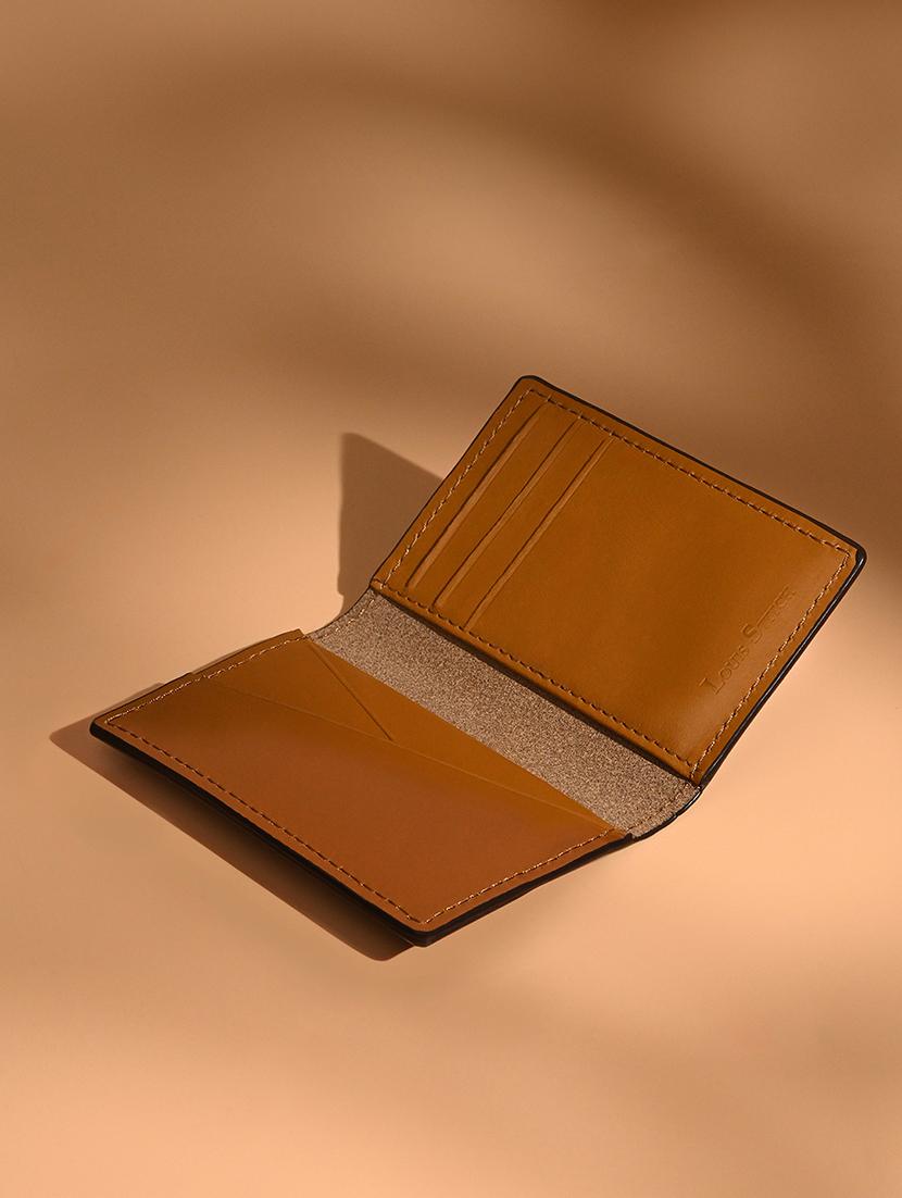 men brown solid leather wallet - 21966121 - Standard Image - 1