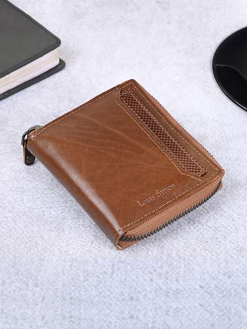 men's brown leather wallet with zip closure - 21966130 - Standard Image - 0