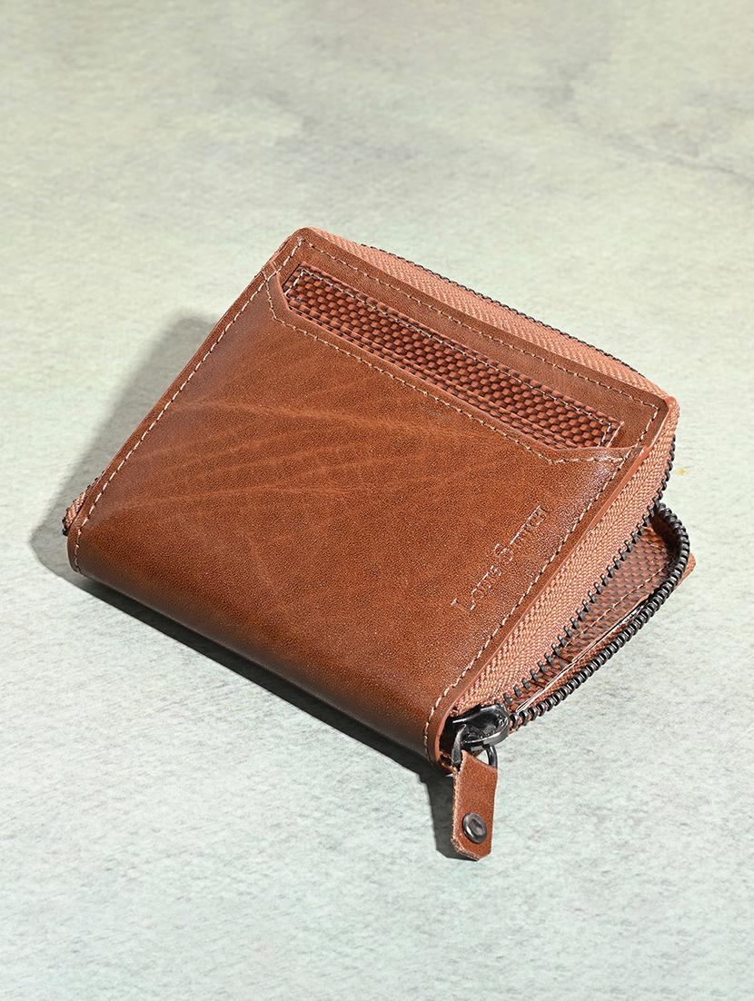 men's brown leather wallet with zip closure - 21966130 - Standard Image - 1