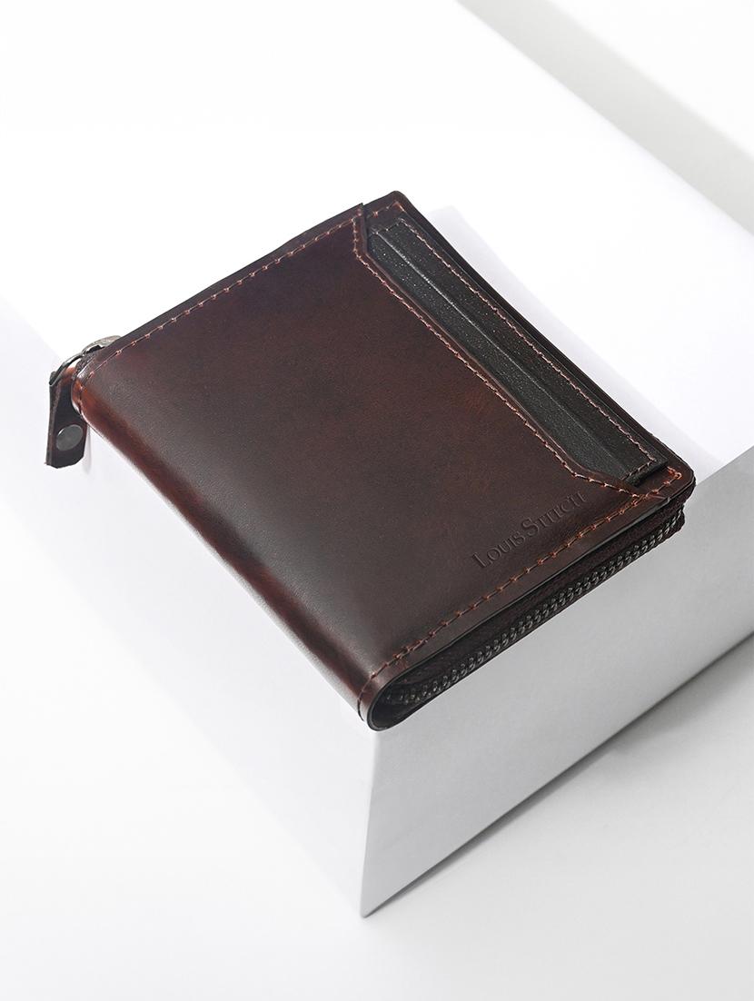 men's brown leather zip around wallet - 21966131 - Standard Image - 1