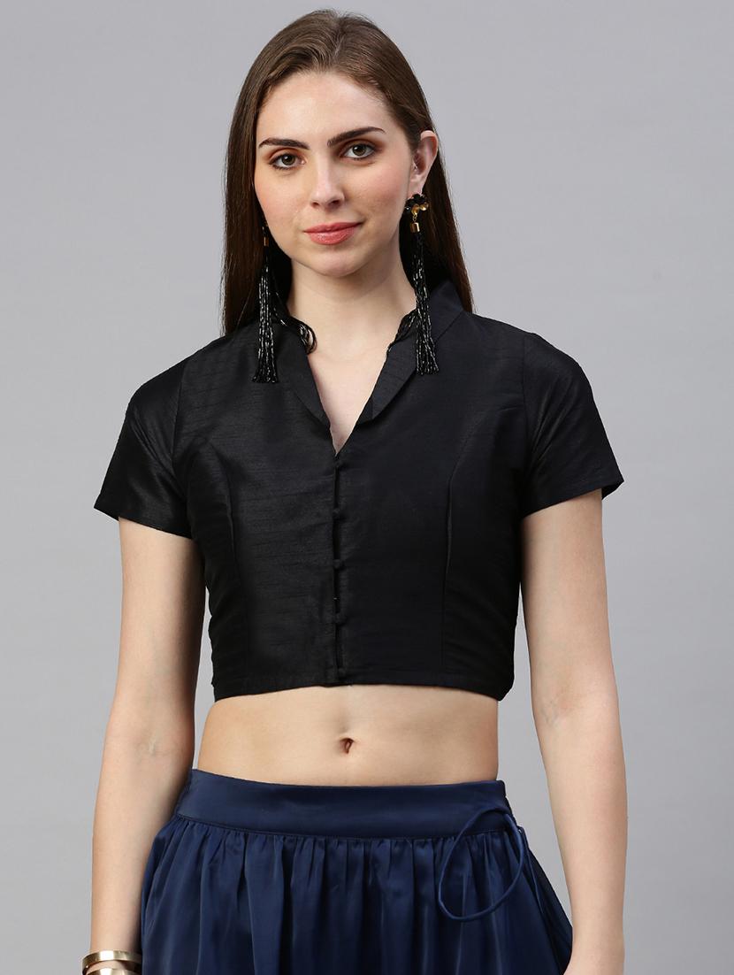 women solid short sleeve stitched blouse - 21966137 - Standard Image - 1
