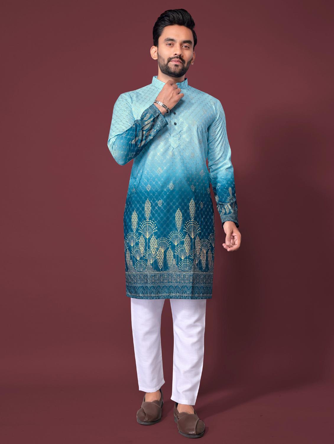 blue rayon long kurta - 21966158 - Standard Image - 1