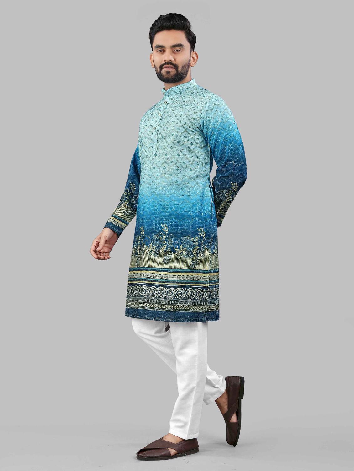blue rayon long kurta - 21966163 - Standard Image - 1
