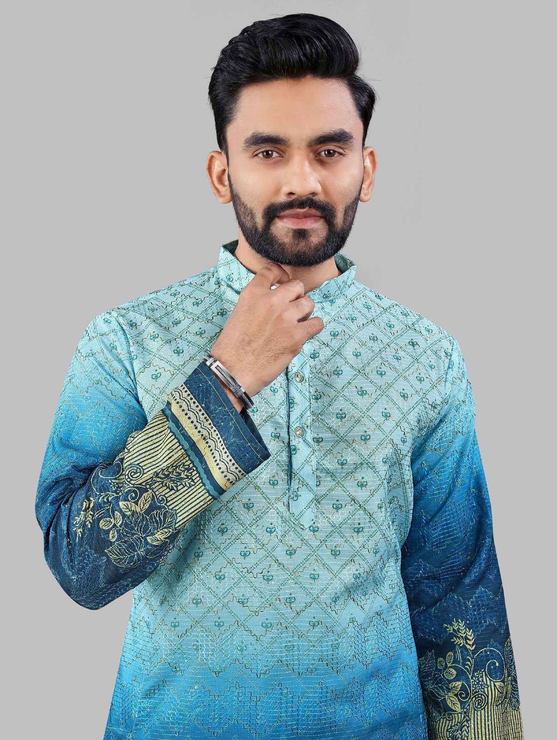 blue rayon long kurta - 21966163 - Standard Image - 4