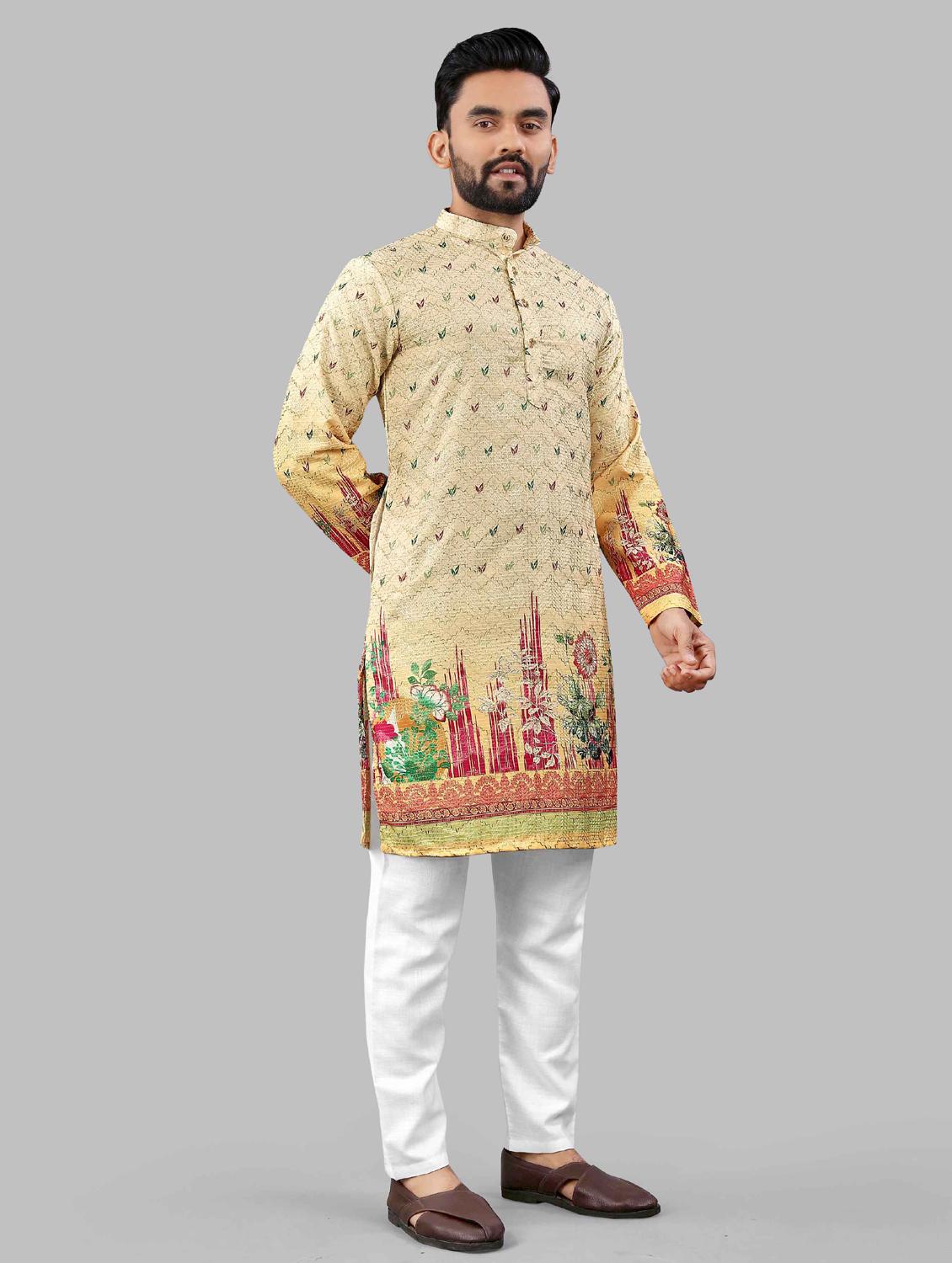 yellow rayon long kurta - 21966164 - Standard Image - 1