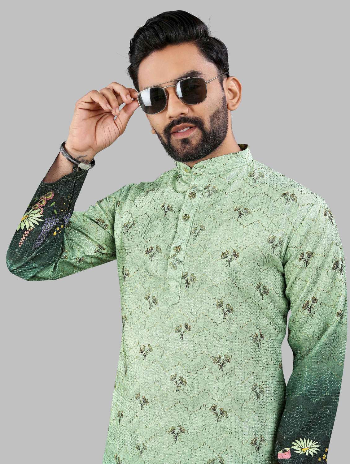 green rayon long kurta - 21966166 - Standard Image - 4