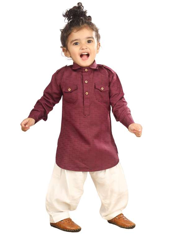 boys solid long sleeve pathani set - 21966167 - Standard Image - 1