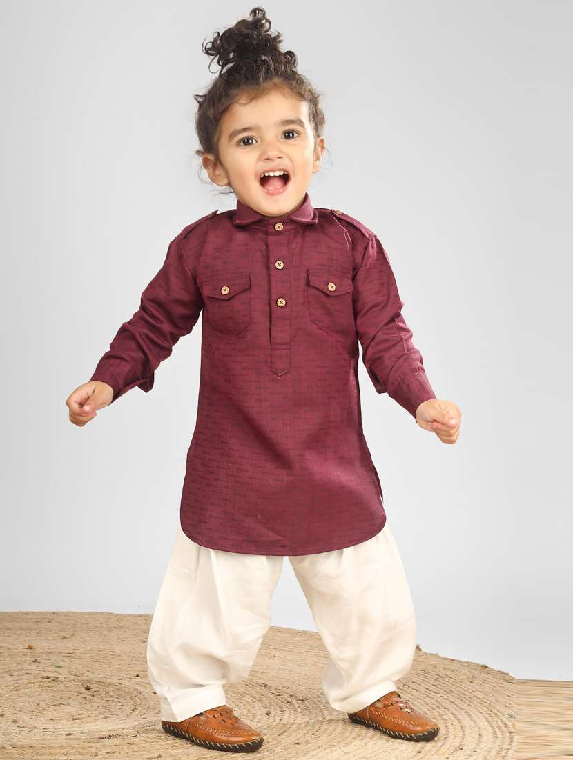 boys solid long sleeve pathani set - 21966167 - Standard Image - 4