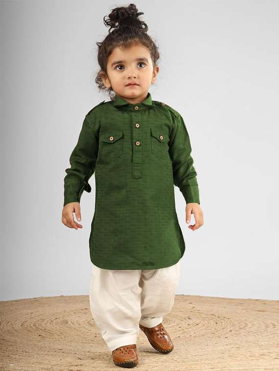 boys solid long sleeve pathani set - 21966168 -  Standard Image - 4