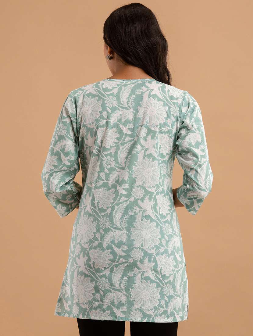 women printed three quarter sleeve straight kurti - 21966180 -  Standard Image - 1