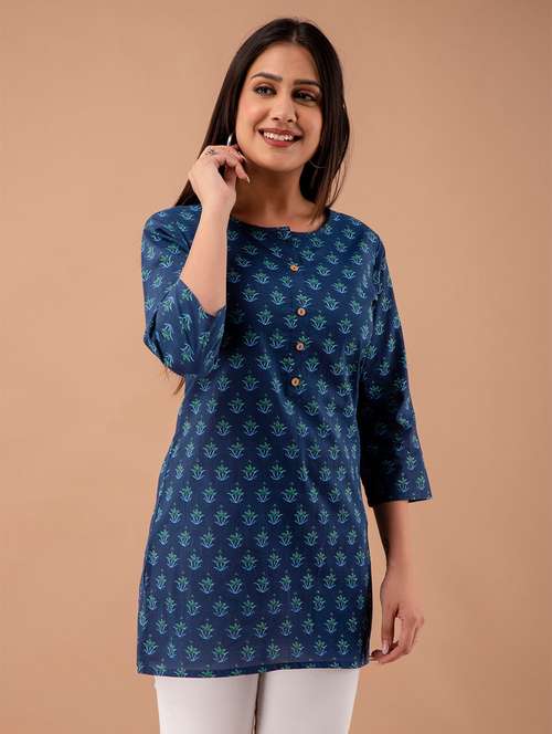 women printed three quarter sleeve straight kurti - 21966181 - Standard Image - 0