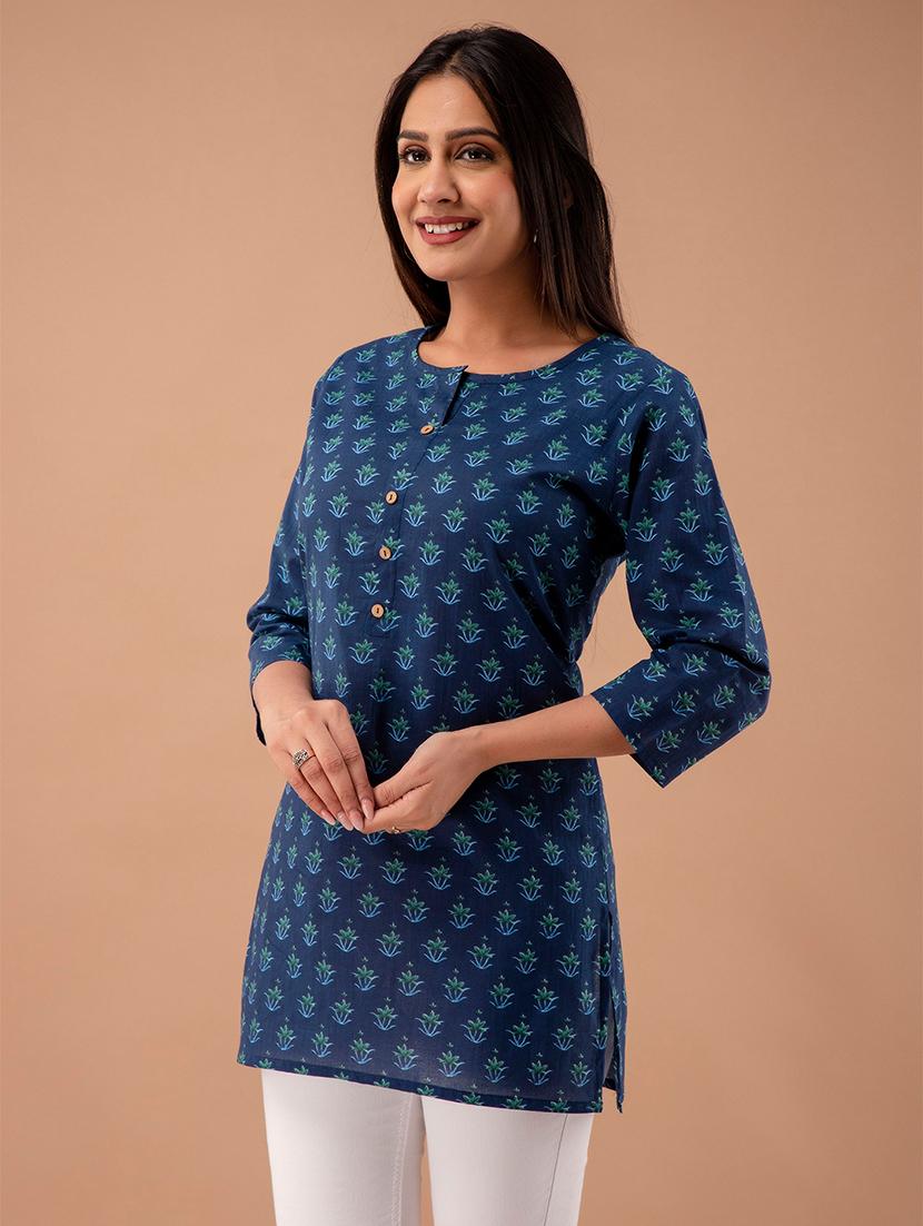 women printed three quarter sleeve straight kurti - 21966181 -  Standard Image - 1