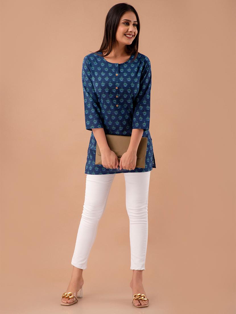 women printed three quarter sleeve straight kurti - 21966181 - Standard Image - 4