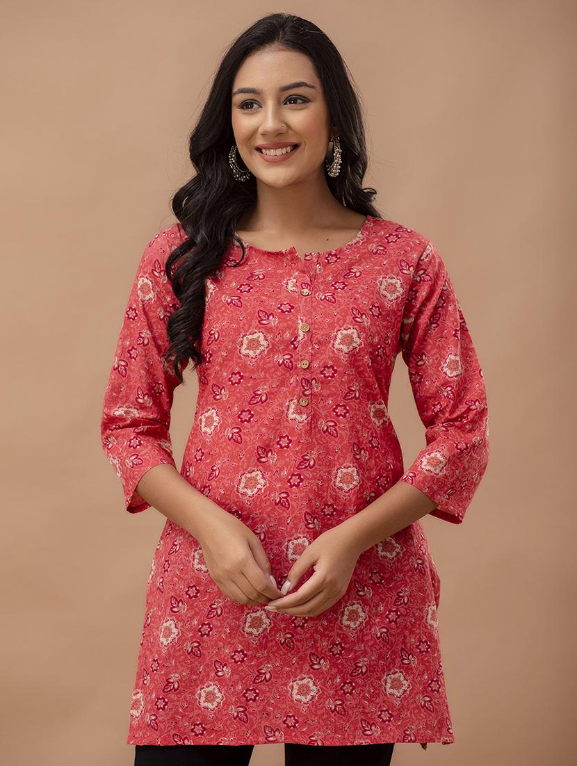 women printed three quarter sleeve straight kurti - 21966184 -  Standard Image - 1